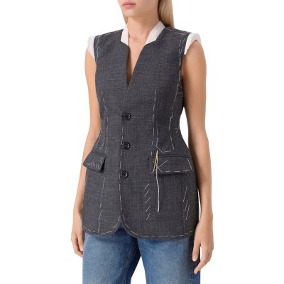 THE SLEEVELESS WOOL VEST TAILORED STITCHING